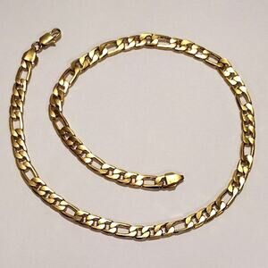 18k Genuine Gold Plated Necklace Figaro Chain Link Christmas Birthday Gift NEW!!